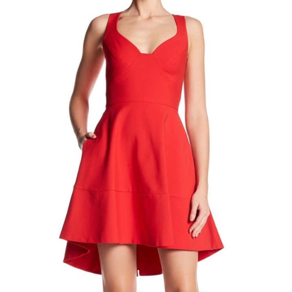 Black Halo Reese Red Asymmetrical Dress